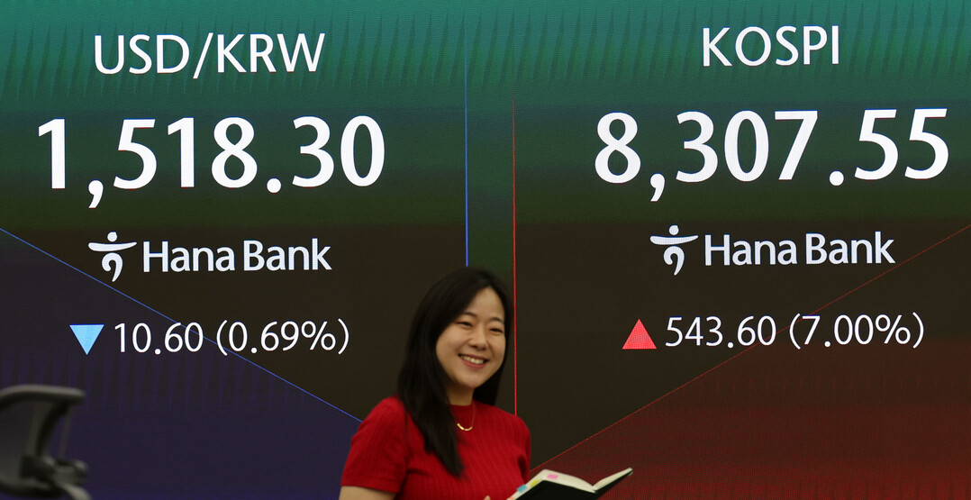 코스피, 장중 7%대 상승 8,300...